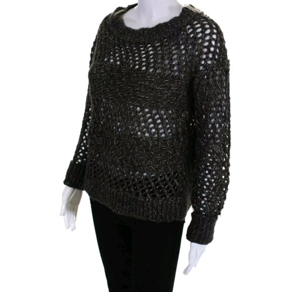 RD STYLE ROUND NECK SWEATER GRAY OPEN KNIT small p - Picture 2 of 4